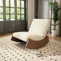 Rackhams Anaya Rocking Chair, Corduroy & Wood - Green - thumbnail 2