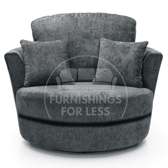 Rackhams Zink Chenille Fabric Swivel Chair - Grey - image 1