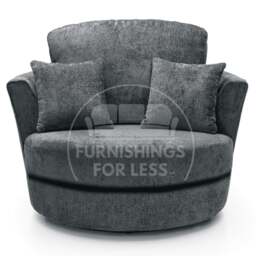 Rackhams Zink Chenille Fabric Swivel Chair - Grey - thumbnail 1