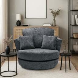Rackhams Zink Chenille Fabric Swivel Chair - Grey - thumbnail 2