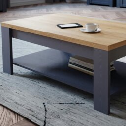 Rackhams Bohol Coffee Table in Navy/Riviera Oak - Riviera Oak/Navy - Blue - 60 - thumbnail 4