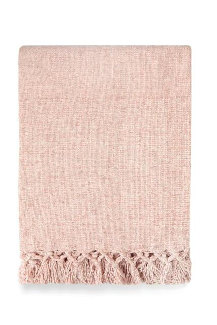 Rackhams Darcy Tassel Blush Pink Throw - 60x80 - image 1