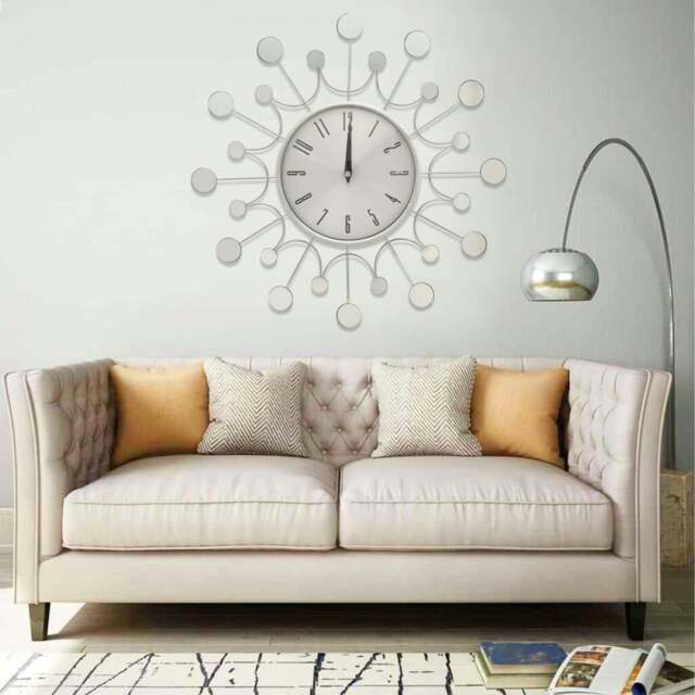 Rackhams Wall Clock Silver 40 cm Metal