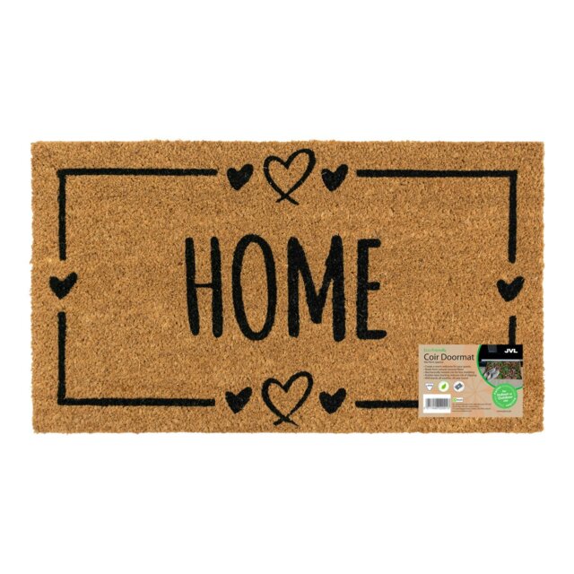 Rackhams Eco-Friendly Latex Backed Coir Entrance Doormat, 40x70cm - Home Hearts - 1 - Brown - image 1