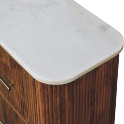 Rackhams Solid Wood Beaumont Marble Chest, 3 Drawers, Brown - thumbnail 5