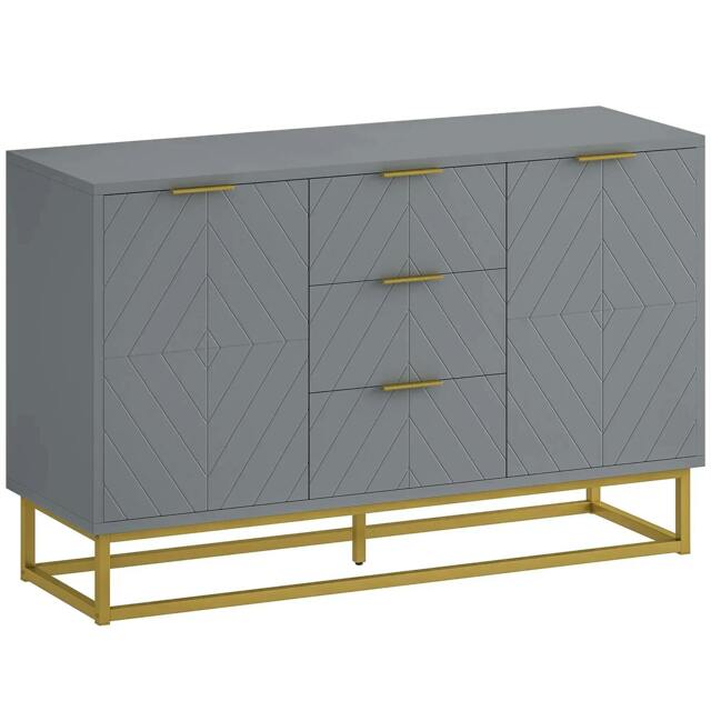 Rackhams Sideboard with 3 Drawers and Adjustable Shelves for Living Room - Grey - image 1