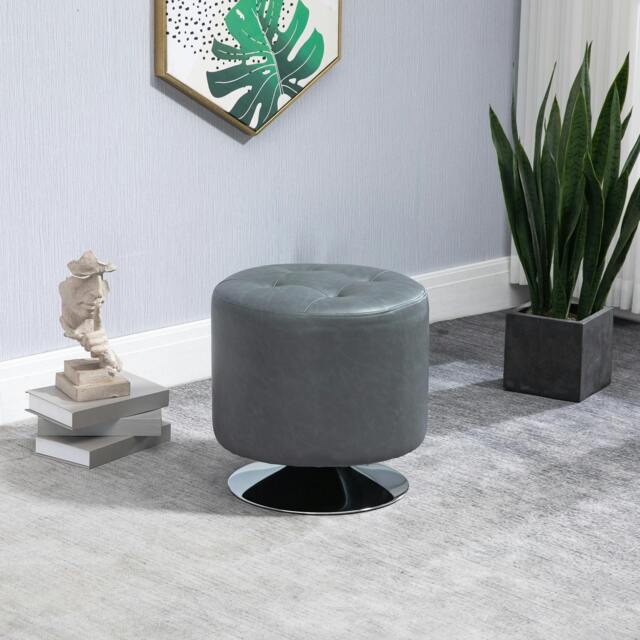 Rackhams Swivel Foot Stool PU Footstool with Thick Padding - image 1