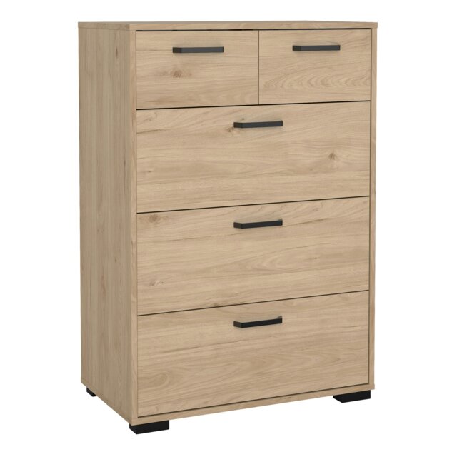 Rackhams Sofia Chest 3 + 2 Drawers Jackson Hickory - Oak - Matt - Melamine - image 1