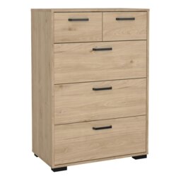 Rackhams Sofia Chest 3 + 2 Drawers Jackson Hickory - Oak - Matt - Melamine
