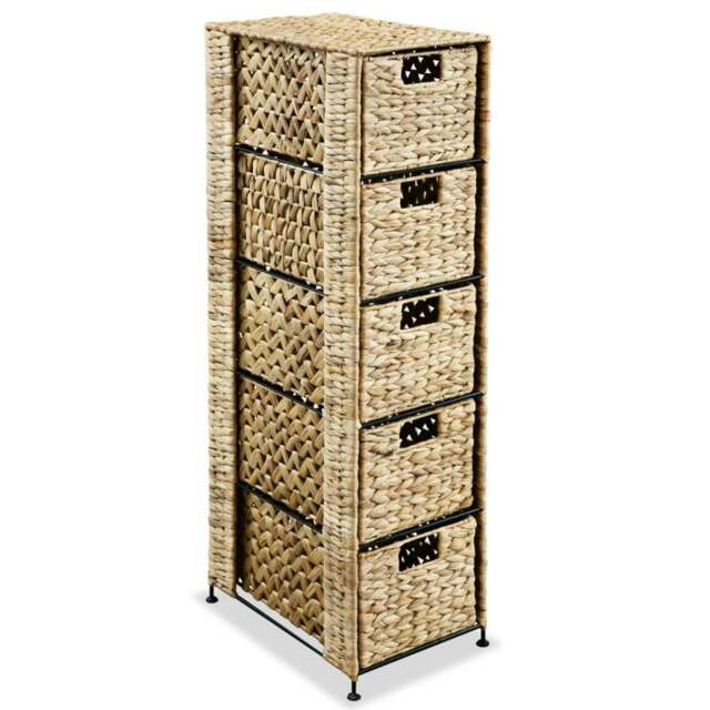 Rackhams Storage Unit with 5 Baskets 25.5x37x100 cm Water Hyacinth