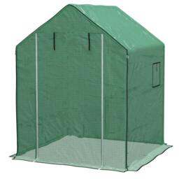 Rackhams Greenhouse Cover Replacement Walk-in PE Hot House Cover with Roll-up Door and Windows, 140 x 143 x 190cm, Green - thumbnail 1