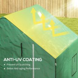 Rackhams Greenhouse Cover Replacement Walk-in PE Hot House Cover with Roll-up Door and Windows, 140 x 143 x 190cm, Green - thumbnail 5