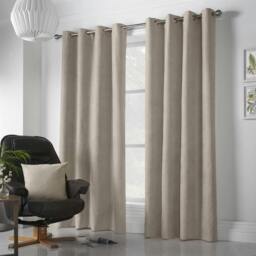 Rackhams Velvet Chenille Ring Top Curtains - Taupe - 142cm width x 137cm drop - thumbnail 1
