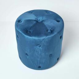 Rackhams Windsor Velvet Footstool - Blue - thumbnail 5