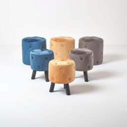 Rackhams Windsor Velvet Footstool - Blue - thumbnail 6