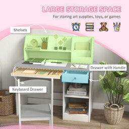Rackhams ZONEKIZ Kids Desk and Chair Set with Storage, for Ages 5-8 Years, 2 Piece Children Table and Chair Set with Keyboard Drawer, Grey - thumbnail 4