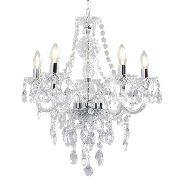 Rackhams Vivienne 5 Light Chrome & Clear Chandelier Ceiling Pendant - image 1