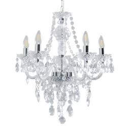 Rackhams Vivienne 5 Light Chrome & Clear Chandelier Ceiling Pendant - thumbnail 3