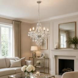 Rackhams Vivienne 5 Light Chrome & Clear Chandelier Ceiling Pendant - thumbnail 2