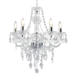 Rackhams Vivienne 5 Light Chrome & Clear Chandelier Ceiling Pendant - thumbnail 1