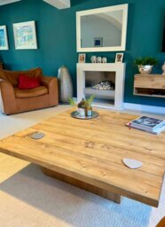Rackhams Square Coffee Table - 80cm x 80cm - Antique Oak - thumbnail 4