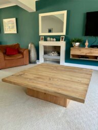 Rackhams Square Coffee Table - 80cm x 80cm - Antique Oak - thumbnail 1