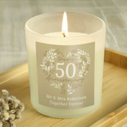 Rackhams Personalised 50th Golden Wedding Anniversary Candle Jar