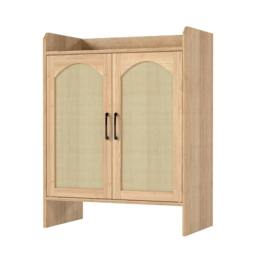 Rackhams Shoe Cabinet 5-Layer Rattan Double Wooden Doors White Entrance Storage
