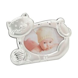 Rackhams Fun Smiling Cat Themed Satin Silver Picture Frame with String Ball - thumbnail 2