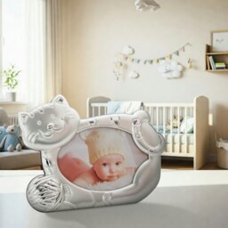 Rackhams Fun Smiling Cat Themed Satin Silver Picture Frame with String Ball - thumbnail 5