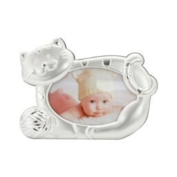 Rackhams Fun Smiling Cat Themed Satin Silver Picture Frame with String Ball - thumbnail 3