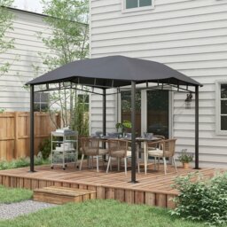 Rackhams 3x3(m) Outdoor Patio Gazebo Pavilion Canopy Tent Steel Frame Grey - Grey - Polyester Fabric, Steel - 300L x 300W x 264Hcm - thumbnail 1