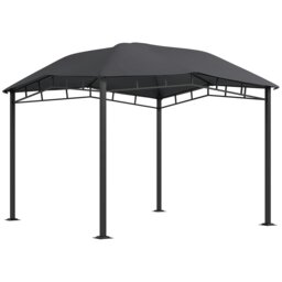 Rackhams 3x3(m) Outdoor Patio Gazebo Pavilion Canopy Tent Steel Frame Grey - Grey - Polyester Fabric, Steel - 300L x 300W x 264Hcm - thumbnail 2