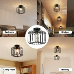 Rackhams Ceiling Light Industrial Chandelier Metal Pendant Lamp Bedroom E27 Black - thumbnail 6