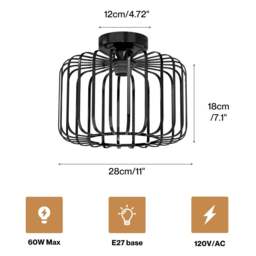 Rackhams Ceiling Light Industrial Chandelier Metal Pendant Lamp Bedroom E27 Black - thumbnail 3