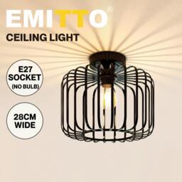 Rackhams Ceiling Light Industrial Chandelier Metal Pendant Lamp Bedroom E27 Black - thumbnail 2