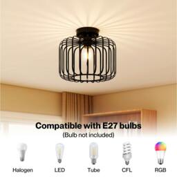 Rackhams Ceiling Light Industrial Chandelier Metal Pendant Lamp Bedroom E27 Black - thumbnail 5