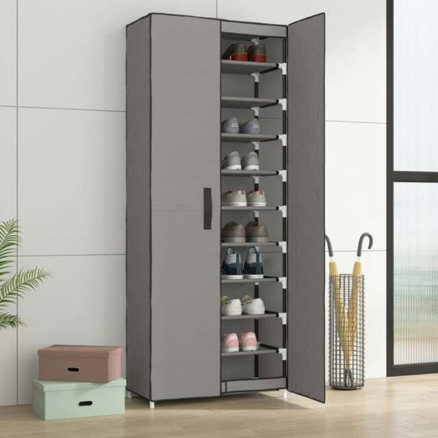 Rackhams Shoe Cabinet Grey 60x30x166 cm Fabric