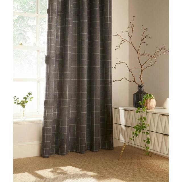 Rackhams Ellis Ringtop Eyelet Curtains - Grey - 168 x 137 cm - Grey - 100% Polyester - image 1