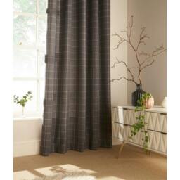 Rackhams Ellis Ringtop Eyelet Curtains - Grey - 168 x 137 cm - Grey - 100% Polyester - thumbnail 1