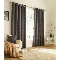 Rackhams Ellis Ringtop Eyelet Curtains - Grey - 168 x 137 cm - Grey - 100% Polyester - thumbnail 2
