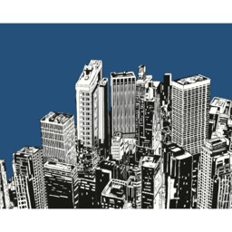 Rackhams Urban City Skyscrapers Wall Mural - Blue - Medium - W300cm x H240cm - thumbnail 2