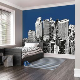 Rackhams Urban City Skyscrapers Wall Mural - Blue - Medium - W300cm x H240cm - thumbnail 1