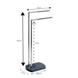 Rackhams Octavia Grey Marble & Chrome Freestanding Towel Stand - thumbnail 3
