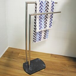 Rackhams Octavia Grey Marble & Chrome Freestanding Towel Stand - thumbnail 2