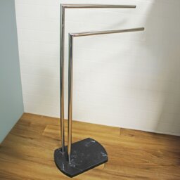 Rackhams Octavia Grey Marble & Chrome Freestanding Towel Stand - thumbnail 1