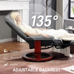 Rackhams Manual Recliner Swivel Reclining Chair with Footrest Armrests Grey - Grey - thumbnail 5