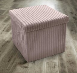 Rackhams Corduroy Storage Ottoman - 38cm X 38cm Foldable - Silver - thumbnail 2