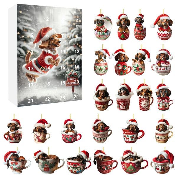Rackhams Dachshund Pendant Countdown Calendar-4 Styles - Style 2 - image 1