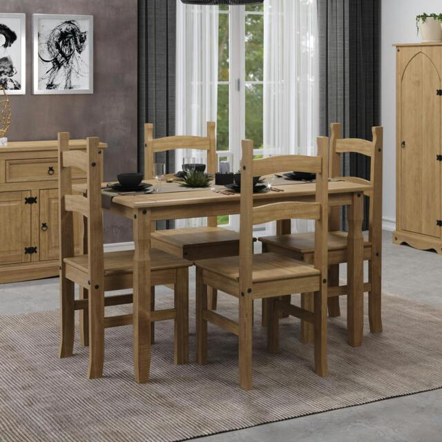 Rackhams Corona 5-Piece Rustic Spacious Dining Set - Antique Waxed Pine - image 1